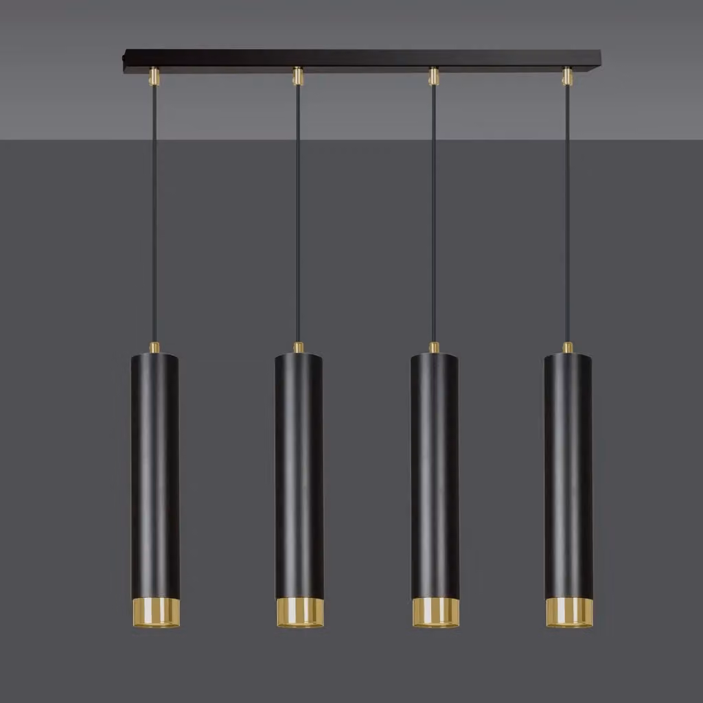 Lampadario Wagner Luceart-Classic a 4 Luci in Acciaio Nero e Oro per Soffitto – 2