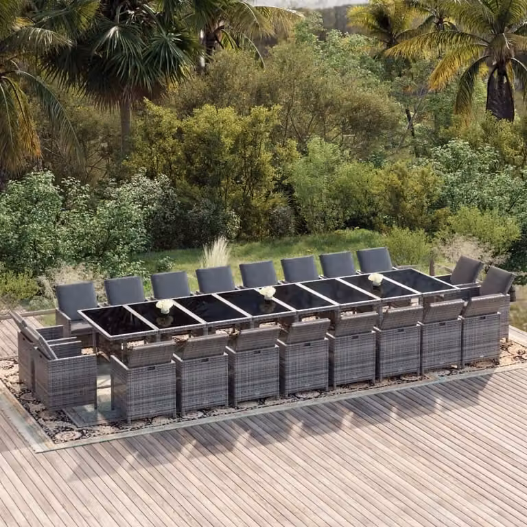 Maison Exclusive - Set da pranzo da giardino da 21 pezzi con cuscini in polyrattan grigio