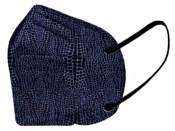 Mascherina FFP2 ultraleggera ceca, 5 pezzi - Blu, motivo pelle di coccodrillo
