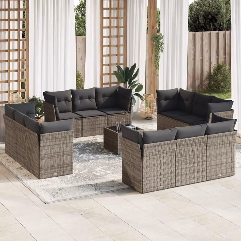 Maison Exclusive - Set Divani da Giardino 13 pz con Cuscini Grigio in Polyrattan