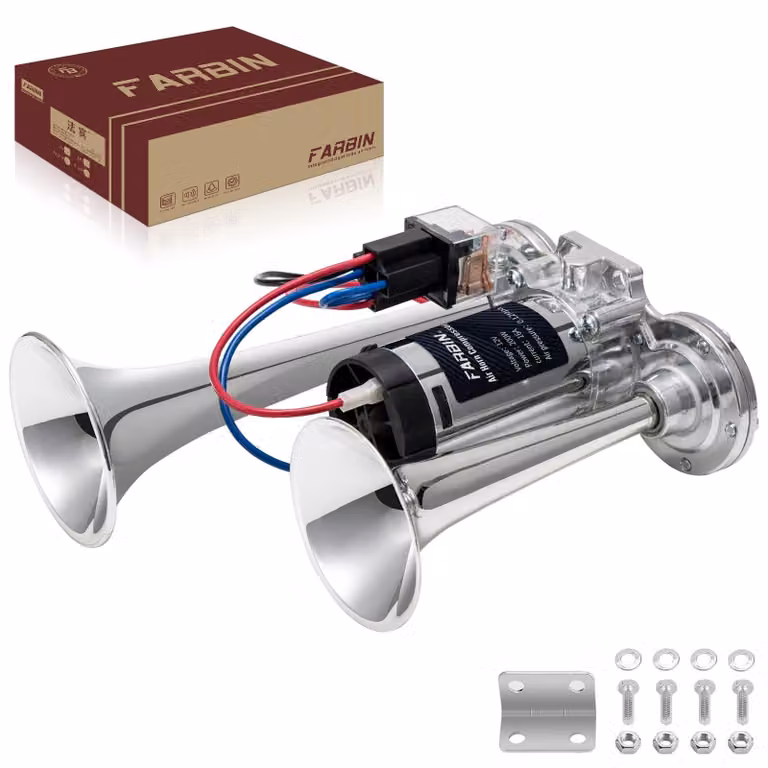 Clacson per autocarri, 12 V, clacson con compressore, 118 dB.