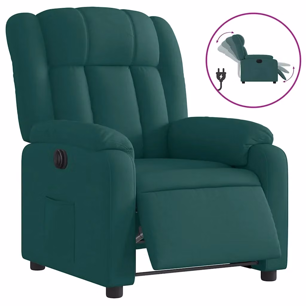 Poltrona elettrica reclinabile relax in tessuto verde con struttura in legno e metallo 597021 – 2
