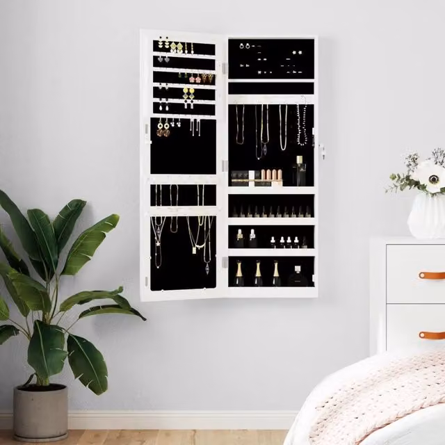 Armadio Portagioie con Specchio Design Mania Bianco L: 37,5 cm, P: 10 cm, H: 106 cm