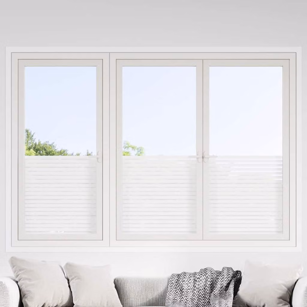 Set di 4 pellicole adesive per finestre vidaXL in PVC bianco trasparente con motivo a righe e design minimalista