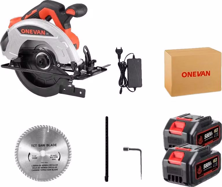 Seghe circolari, motore brushless, design senza fili, 2 batterie, spina 1EU