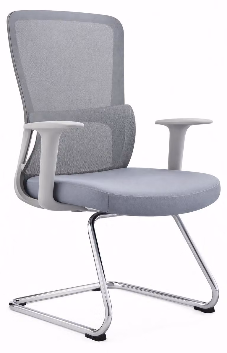 Sedia da conferenza ergonomica con schienale in rete e struttura cromata