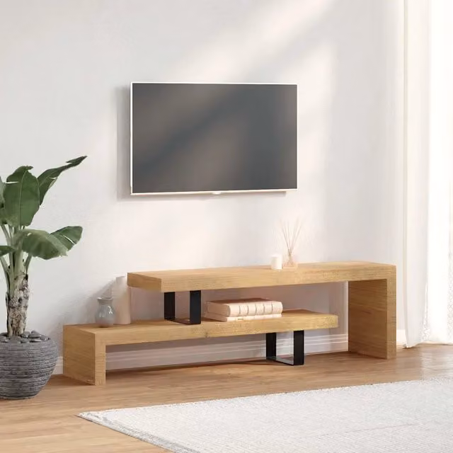 Mobile Porta TV Moderno vidaXL in Legno di Mango e Metallo, Marrone, L: 118 cm, P: 40 cm, H: 30 cm