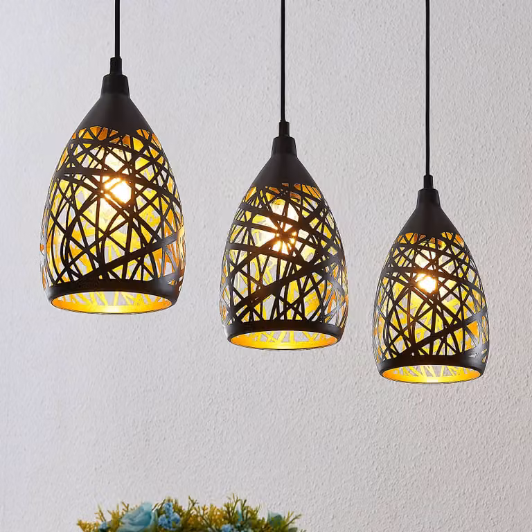 Lampada a sospensione Marcello Lindby, dimmerabile, Nero, Soggiorno / Sala da pranzo, Metallo, Moderno, Lampada a sospensione