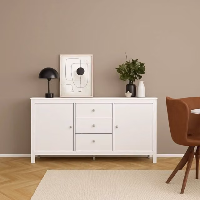 Credenza Whitney DMORA, Buffet e Madia da Soggiorno o Cucina, Bianco Opaco, L: 151 cm, P: 38 cm, H: 80 cm – 1
