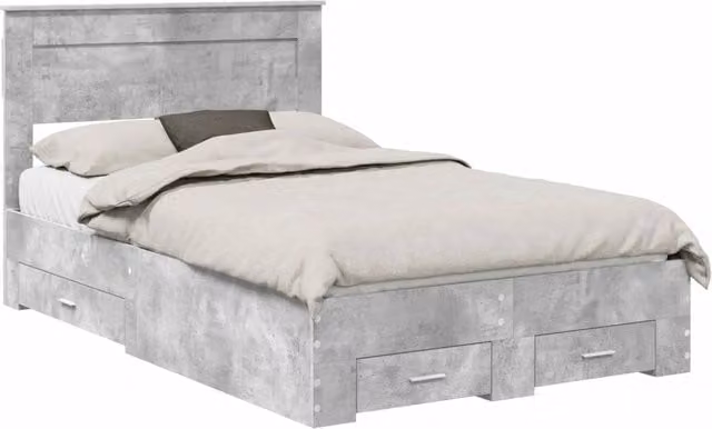 Letto matrimoniale | Letto per adulti | Struttura del letto con testiera Grigio cemento 120 x 190 cm