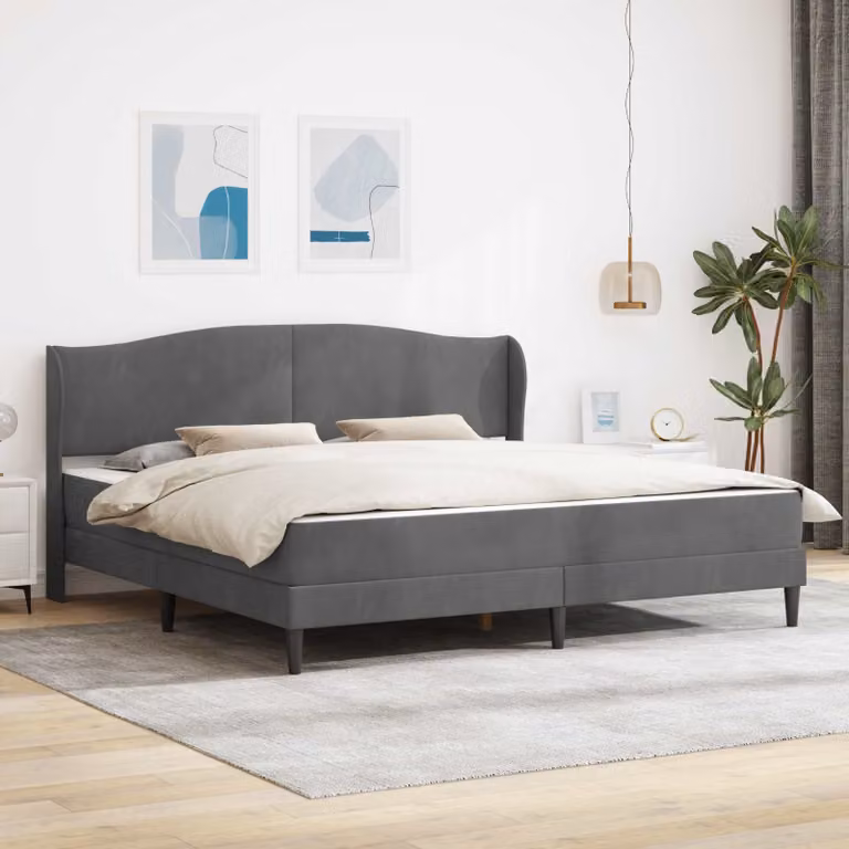 Struttura del letto moderna vidaXL in velluto grigio con contenitore, L/P: 180 x 200 cm