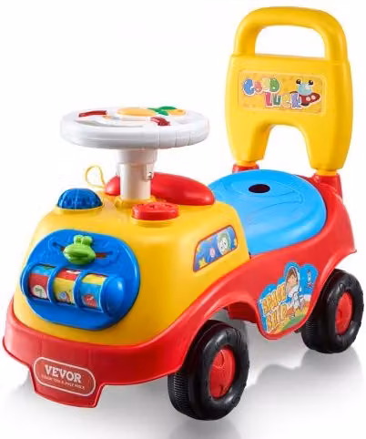 Auto da corsa a spinta VEVOR multicolore per bambini da 1 a 3 anni con volante musicale, clacson e vano portaoggetti, L/P/H: 51 x 45 x 25 cm