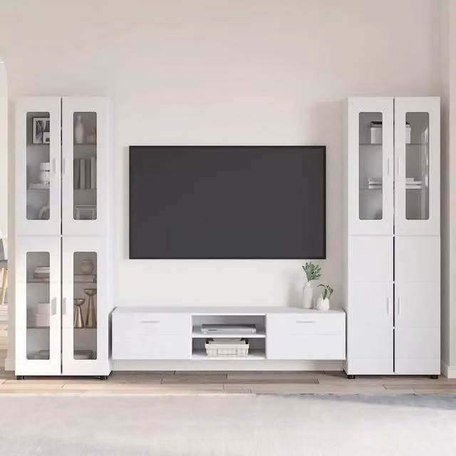 Set mobile TV FLORIN 3 pz Bianco Legno ingegnerizzato 3398004