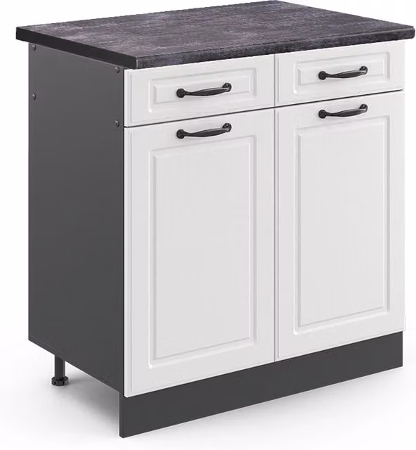 Mobiletto base per cucina R-Line Bianco rustico/Antracite 80 cm, PL Antracite Vicco
