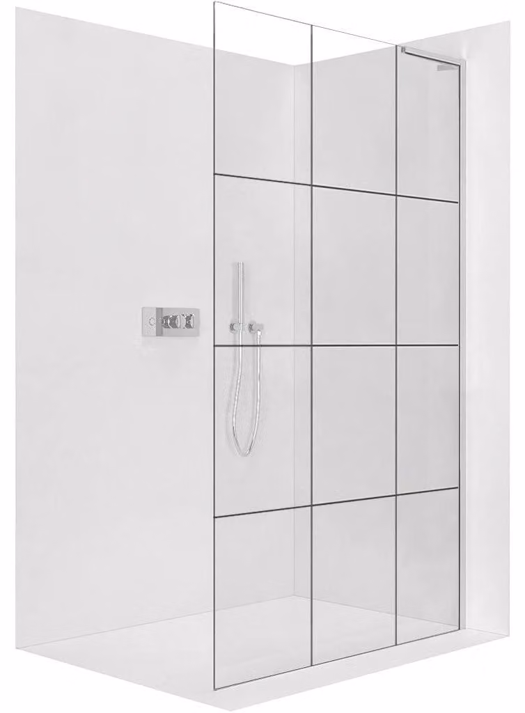 CERANO - Box doccia Walk-in Onyx con montante a L destro - 8 mm - cromato, vetro industriale - 110x200 cm