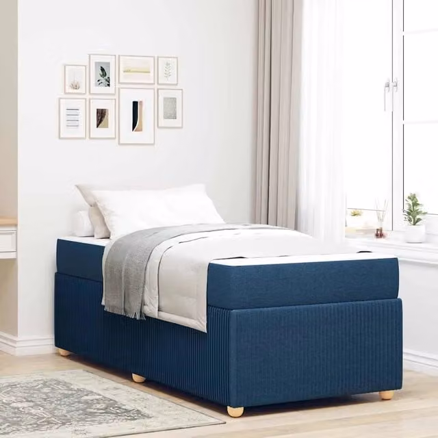 Struttura del letto con materasso-Giroletto con materasso Blu 90 x 190 cm Tessuto 899989