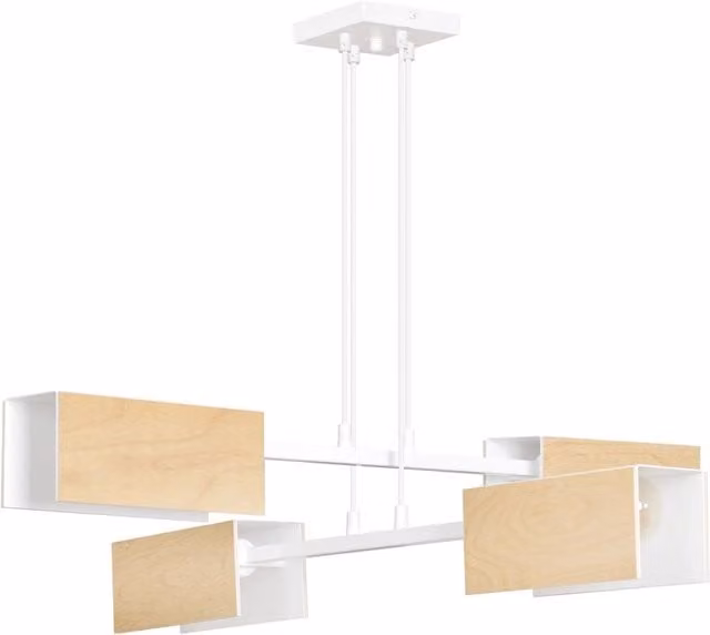 Lampadario Minimal Potter Acciaio Bianco 4 Luci E27