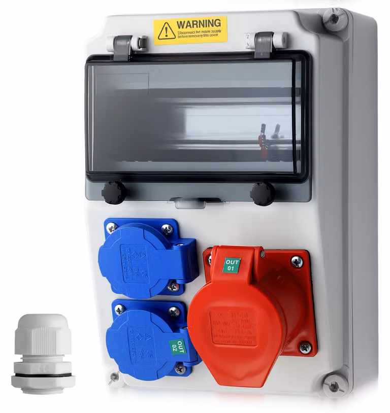 Distributore di corrente per cantieri, senza interruttore differenziale, 2 x 230 V, 1 x 16 A
