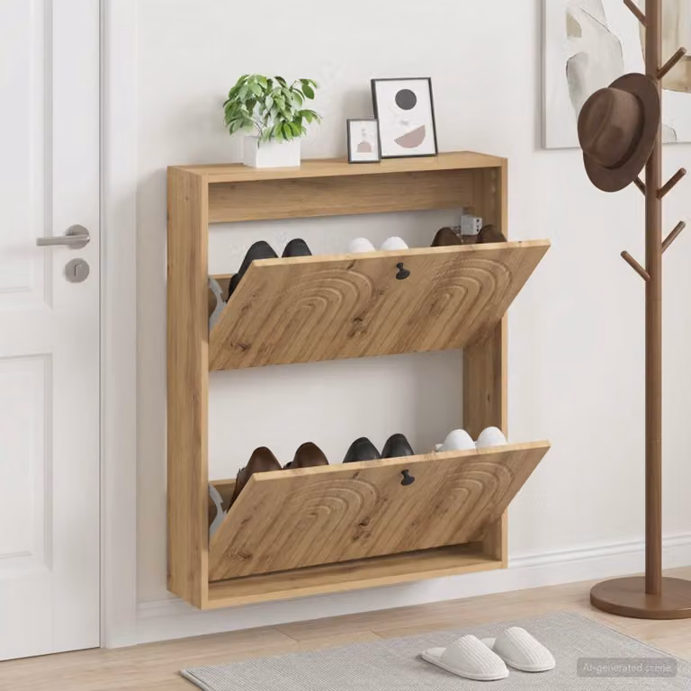 Mobiletto per scarpe da muro vidaXL ALKMAAR moderno con scomparti basculanti, L: 71 cm, P: 17 cm, H: 86 cm