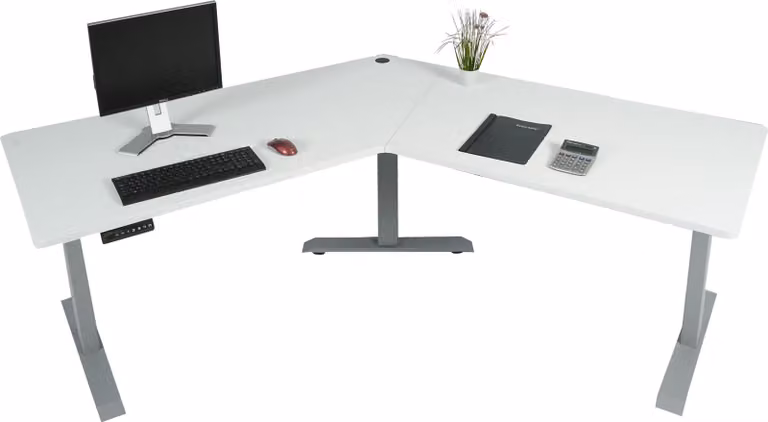 Scrivania MCW-D40, scrivania per computer, regolabile elettricamente in altezza a 120° ~ bianco, grigio