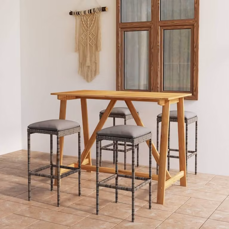 Maison Exclusive - Set da giardino da 5 pezzi con cuscini, grigio