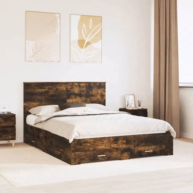 Struttura del letto con cassetto Rovere fumé 150 x 200 cm 3411293