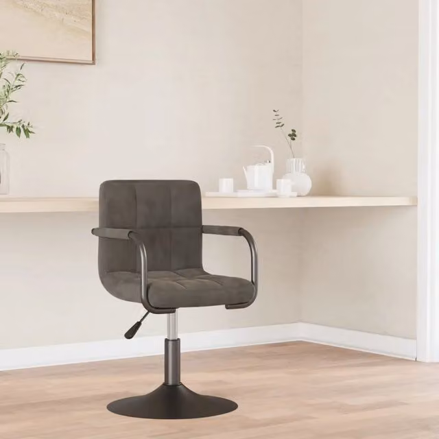 Sgabello da bar girevole 360 gradi vidaXL in velluto grigio con base in metallo e plastica – 1