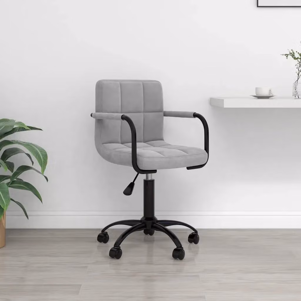 Sedia da Gaming e Ufficio Girevole a 360 Gradi in Velluto Grigio con Braccioli e Ruote per Home Office e Adulti – 2
