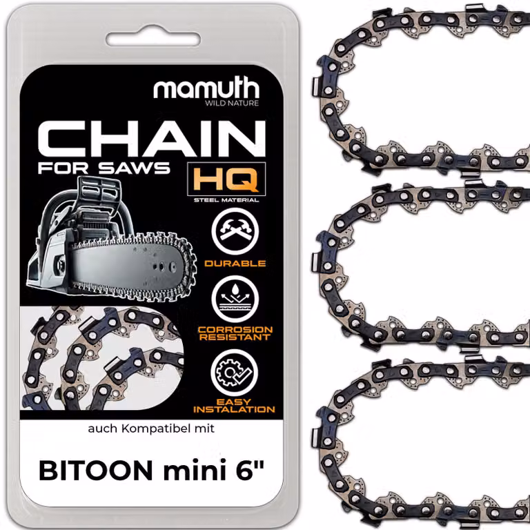 3 catene per motosega, lunghezza 15 cm, spessore 1,1 mm, passo 1/4", modello 37 TG, compatibili con la motosega BITOON mini da 6"