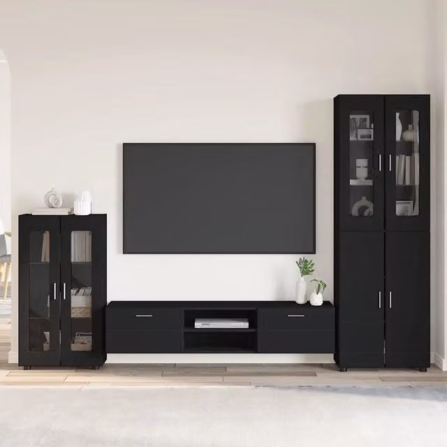 Set mobile TV FLORIN 3 pz Nero Legno ingegnerizzato 3397975