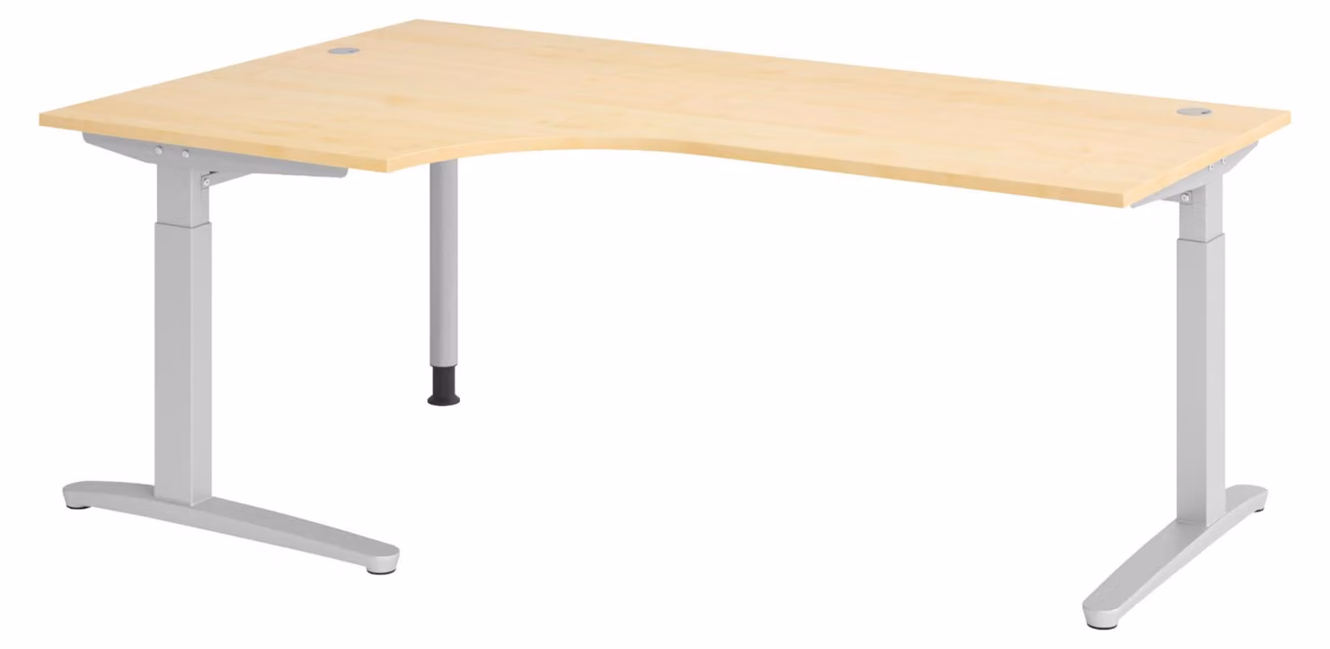 Scrivania bümö serie XB - Decorazione: acero, struttura: argento, dimensioni: scrivania angolare 200 x 120 cm