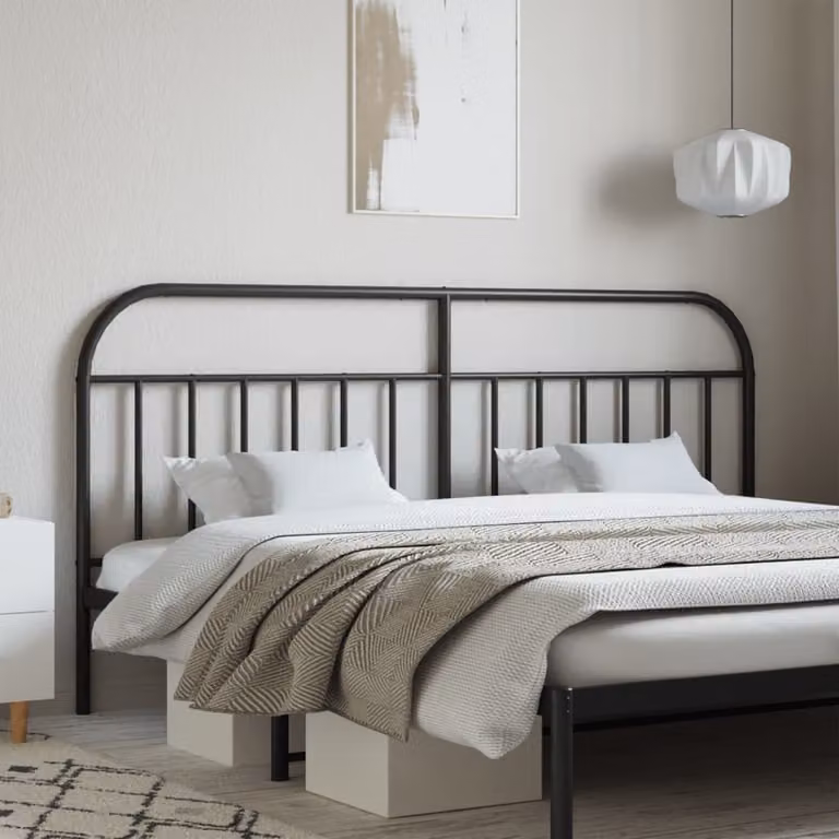Testiera di ricambio vidaXL in metallo nero laccato per camera da letto, L: 200 cm