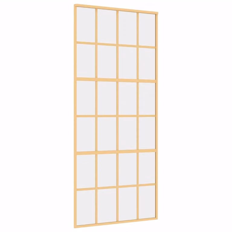 Porta Scorrevole Dorata 90x205 Vetro Trasparente ESG Alluminio
