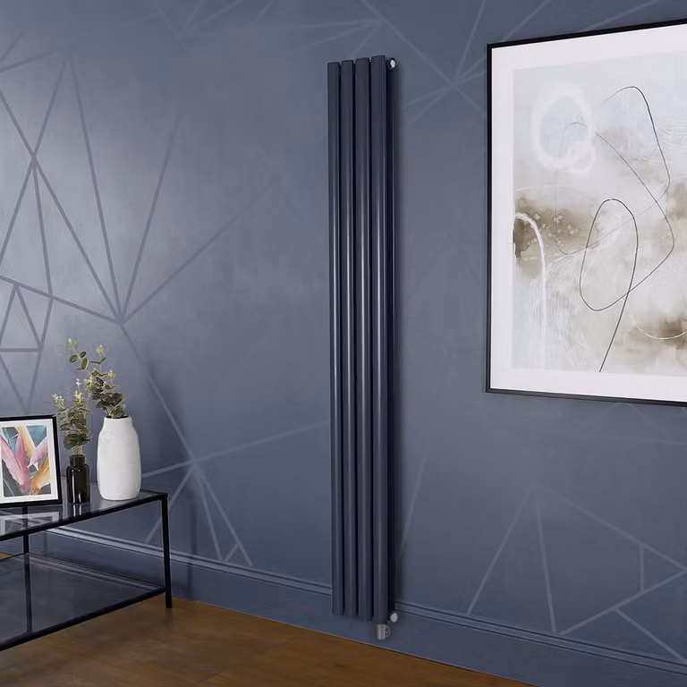 Radiatore Elettrico di Design Verticale Blu (Regal Blue) - Pannello Singolo - 1600mm x 236mm - Senza Termostato - Revive