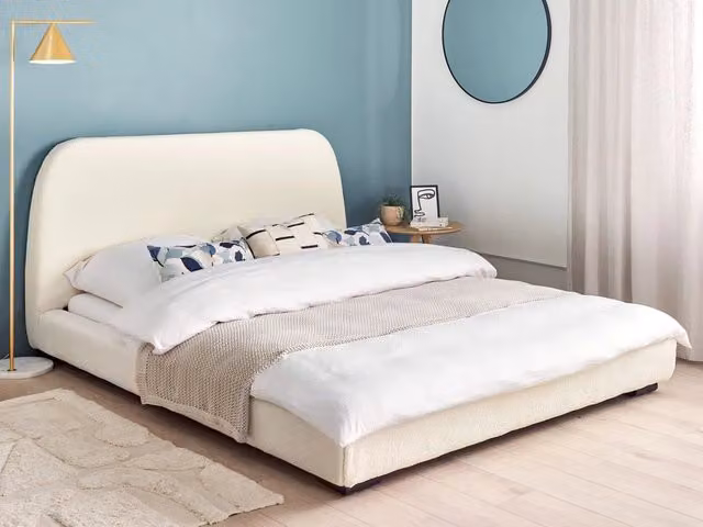 Struttura letto con doghe BELIANI in tessuto bouclé beige con design classico e imbottitura L/P/H: 226 x 160 x 101 cm