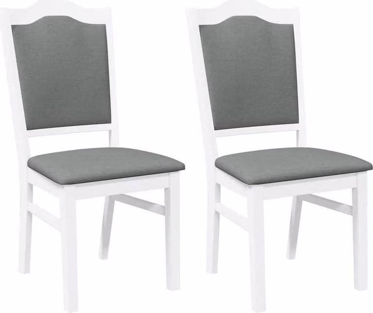 Sedie da Pranzo con Cuscini 2 pz Bianco Legno Massello di Hevea