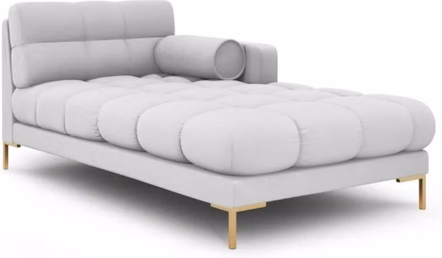 Chaise longue destra Bali di Cosmopolitan Design in tessuto grigio chiaro con struttura in metallo e cuscini inclusi L/P/H: 164 x 102 x 75 cm
