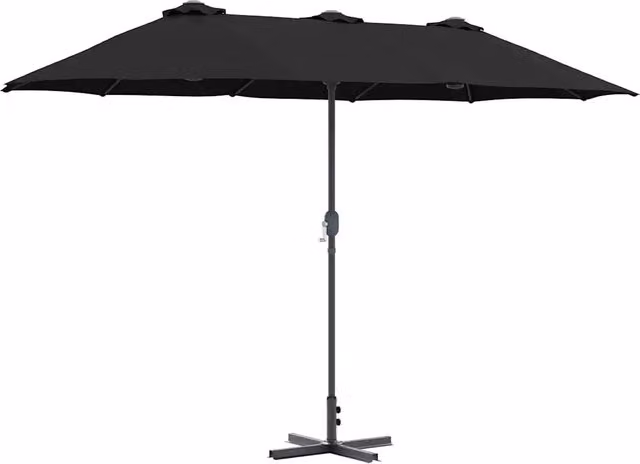 Ombrello parasole da giardino Design In in alluminio e poliestere nero L: 370 cm, P: 197 cm, H: 239 cm