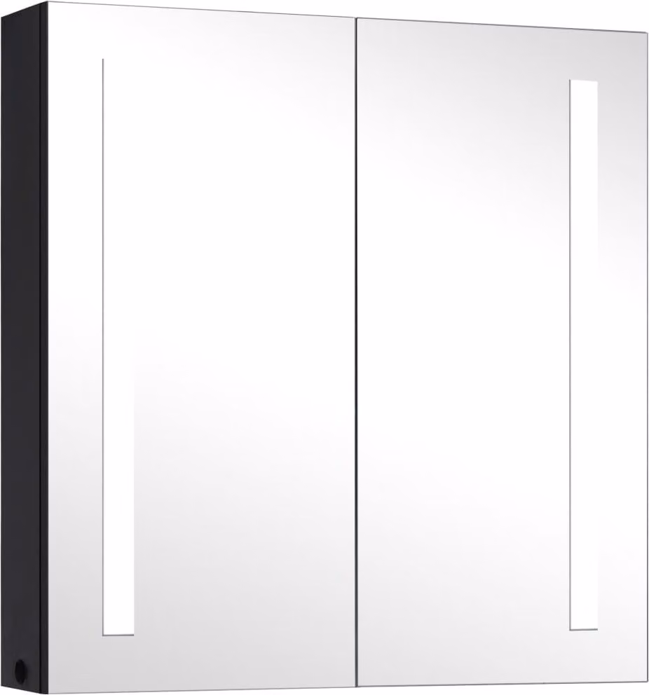 Armadietto Bagno con Specchio e LED 60x14x62 cm