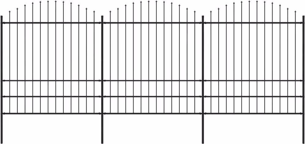 Maison Exclusive - Recinzione da Giardino con Punta a Lancia in Acciaio 537x200 cm Nero
