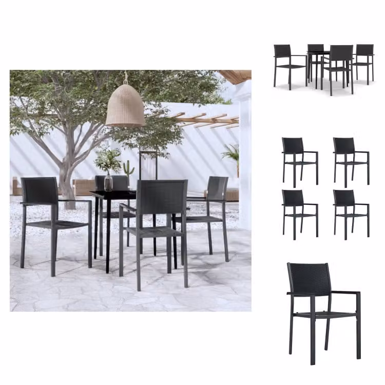 vidaXL Set da pranzo da giardino 5 pezzi nero - Set di mobili da giardino