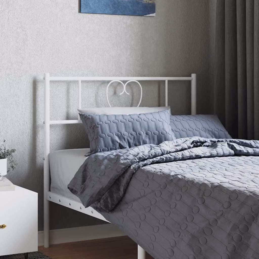 Testiera di ricambio vidaXL in metallo bianco laccato per camera da letto, L: 80 cm, H: 90 cm, P: 3 cm