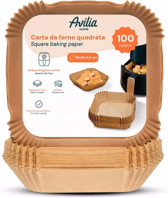Set 100 Pz Carta Forno per Friggitrice ad Aria – Impermeabile e Resistente al Calore