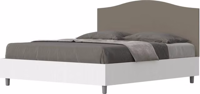 BS COM Letto matrimoniale senza rete 160x200 bianco frassino testata similpelle cappuccino