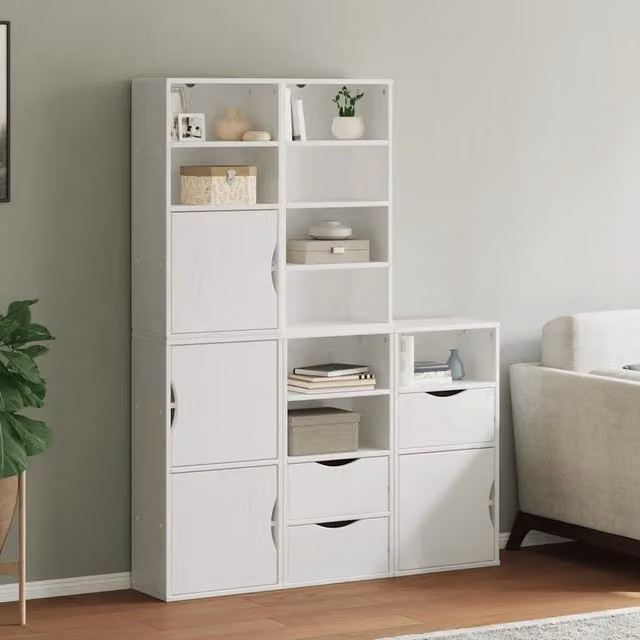 Armadietti Laterali 5 pz ODDA Bianco 40x24x79 cm Legno di Pino 3365361