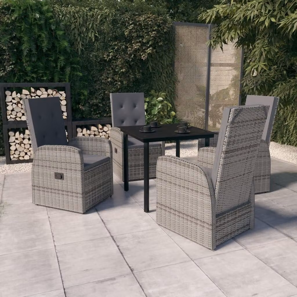 Maison Exclusive - Set da pranzo da giardino a 5 pezzi con cuscini grigi