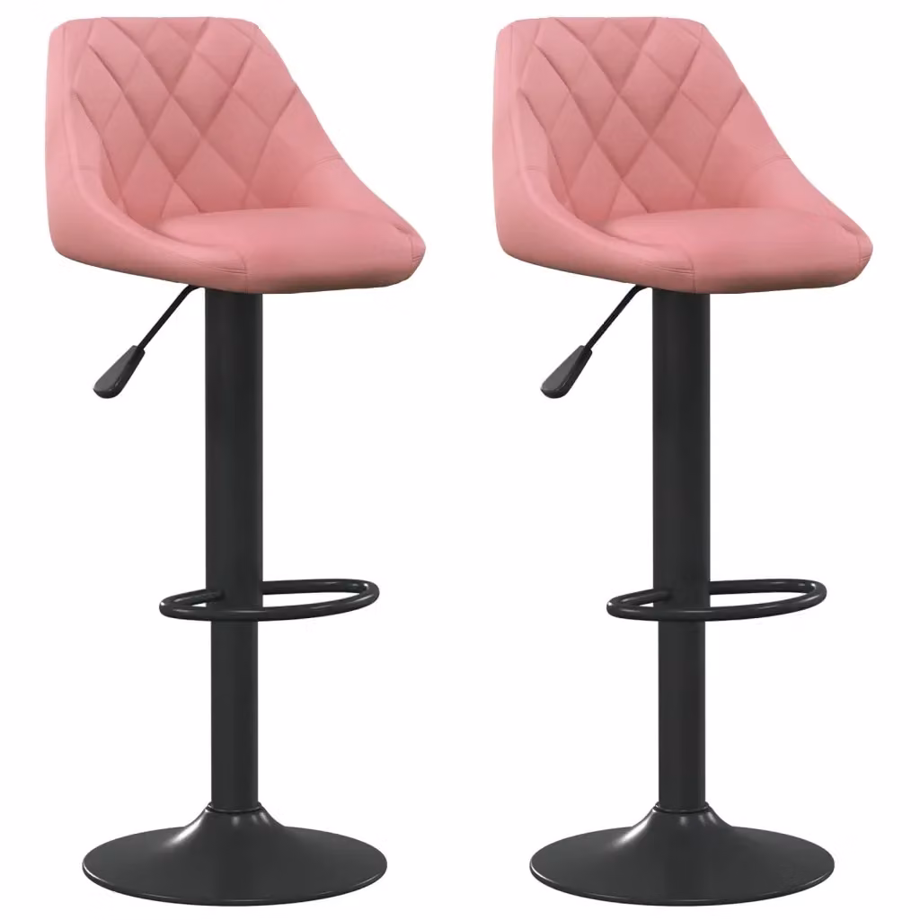 Set di 2 sgabelli da bar vidaXL in velluto rosa con seduta girevole a 360 gradi – 2