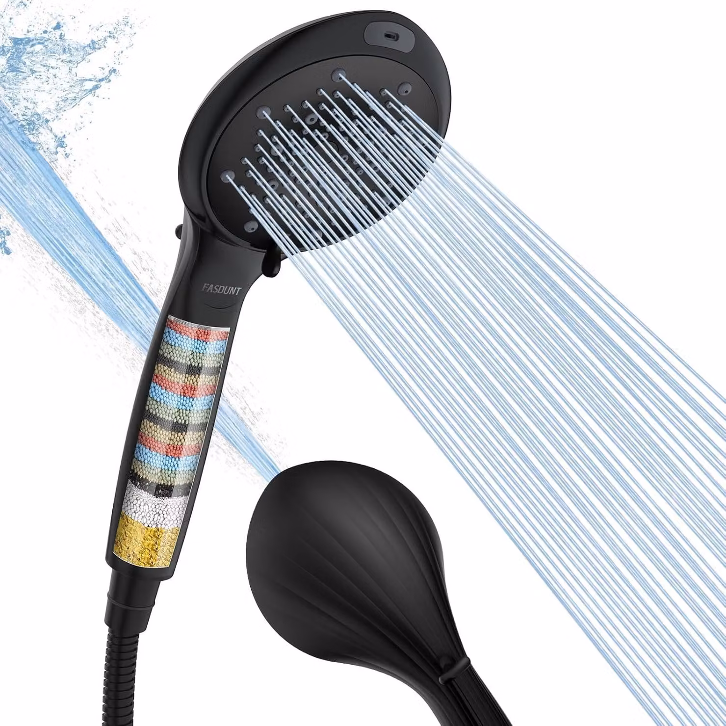 Doccia con soffione da 2 metri, 8 tipi di getto, tubo flessibile, filtro anticalcare, per bagno