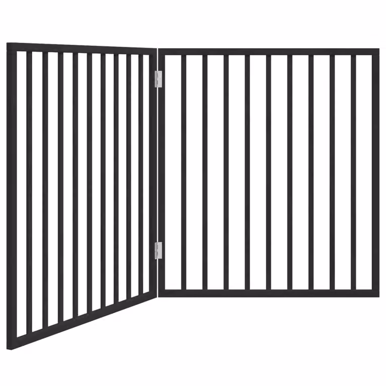 Cancelletto per cani pieghevole 2 pannelli nero 160 cm in legno di pioppo