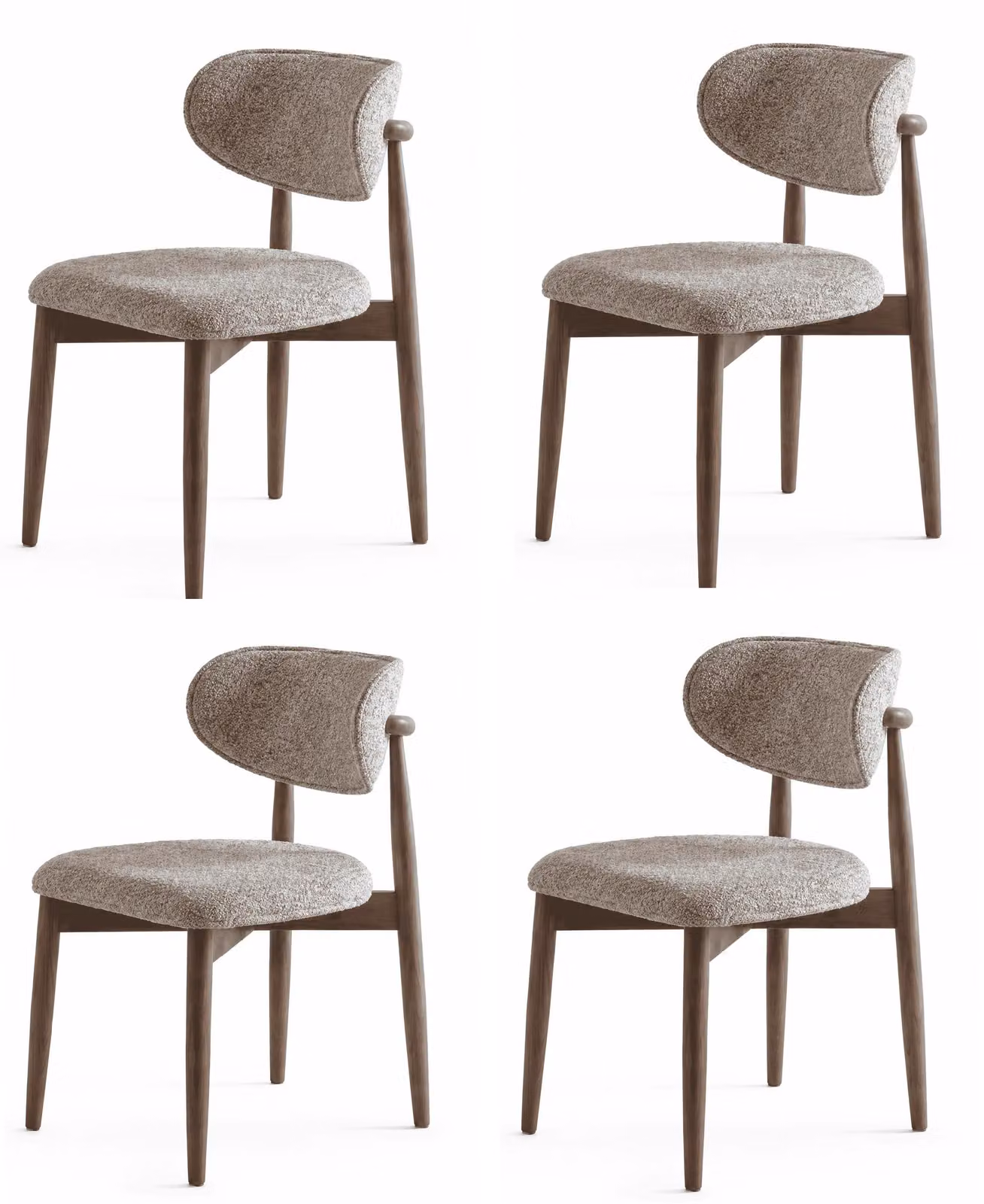 Set di sedie beige moderne, ideali per la sala da pranzo. Sedie imbottite, stile moderno